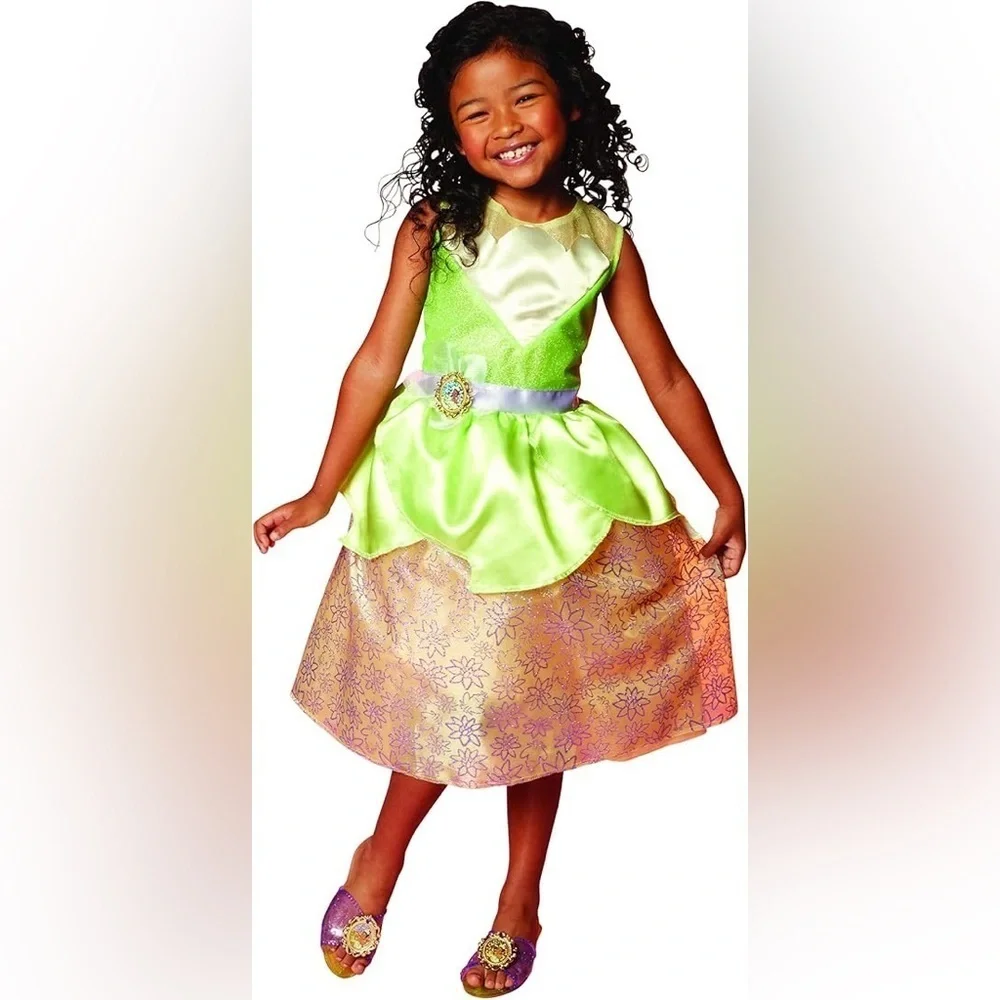 Disney Tiana Princess dress costume glitter toddler girl glitter & the frog